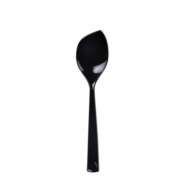 Restaurantware Coppetta Black Plastic Petal Spoon - 4 1/2" X 1" - 500 Count Box