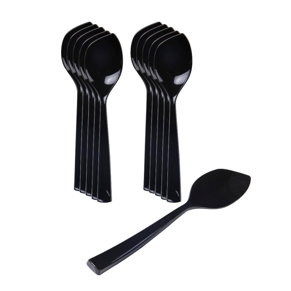 restaurantware Coppetta Black Plastic Petal Spoon - 4 1/2" x 1" - 500 count box