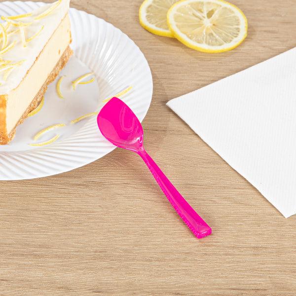 Restaurantware Coppetta Magenta Plastic Petal Spoon - 4 1/2" X 1" - 500 Count Box
