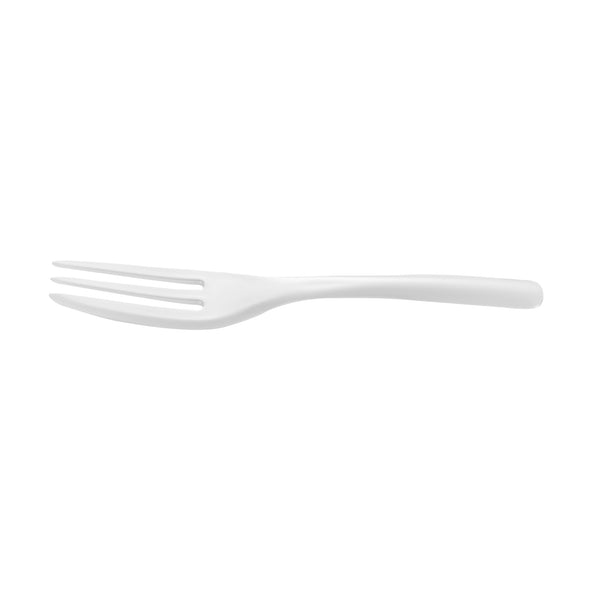 Restaurantware Coppetta Pearl White Plastic Cake Fork With Knife Edge - 4" X 3/4" - 500 Count Box