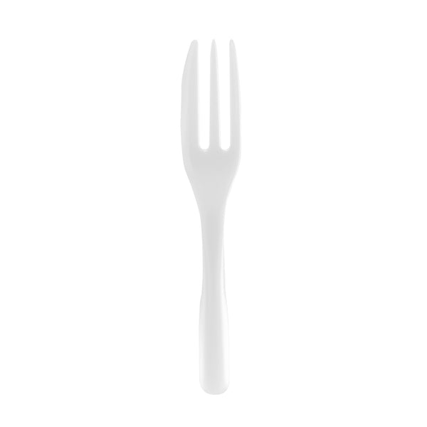 Restaurantware Coppetta Pearl White Plastic Cake Fork With Knife Edge - 4" X 3/4" - 500 Count Box