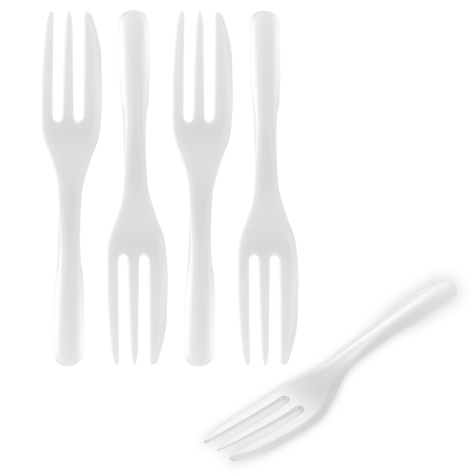 restaurantware Coppetta Pearl White Plastic Cake Fork with Knife Edge - 4" x 3/4" - 500 count box