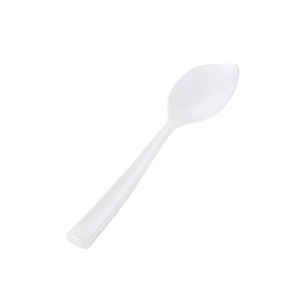 Restaurantware Coppetta Pearl White Plastic Petal Spoon - 4 1/2" X 1" - 500 Count Box
