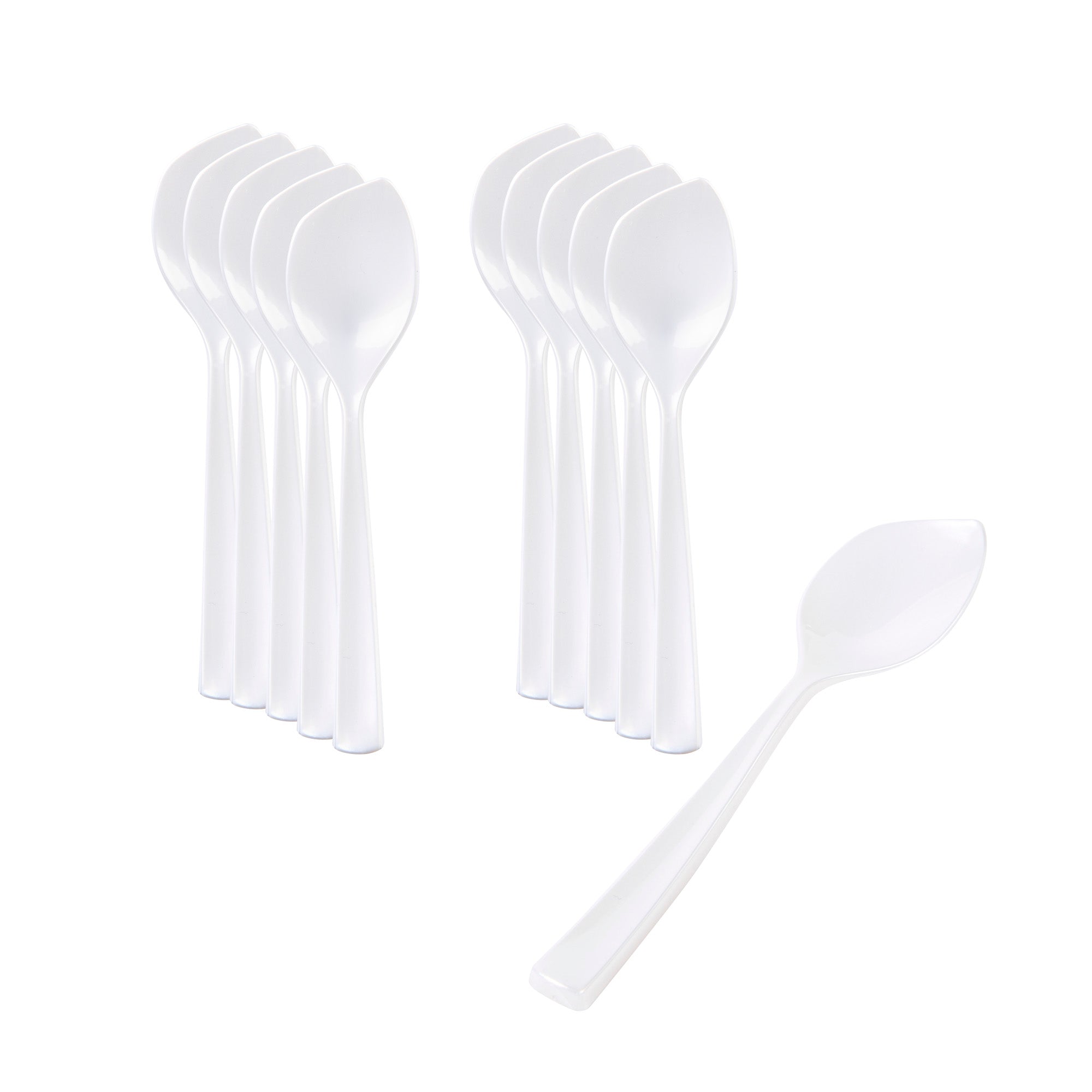 restaurantware Coppetta Pearl White Plastic Petal Spoon - 4 1/2" x 1" - 500 count box