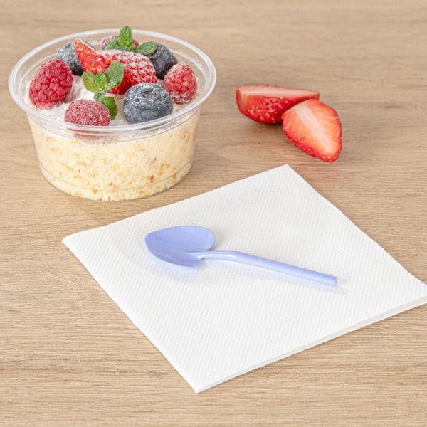 Restaurantware Coppetta Periwinkle Plastic Love Shovel Spoon - 3 1/2" X 1 1/4" - 500 Count Box