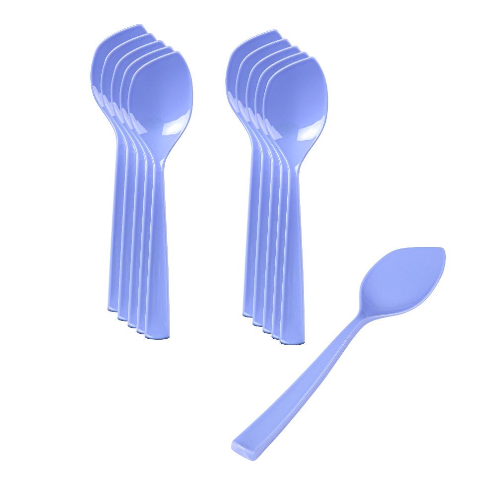 restaurantware Coppetta Periwinkle Plastic Petal Spoon - 4 1/2" x 1" - 500 count box