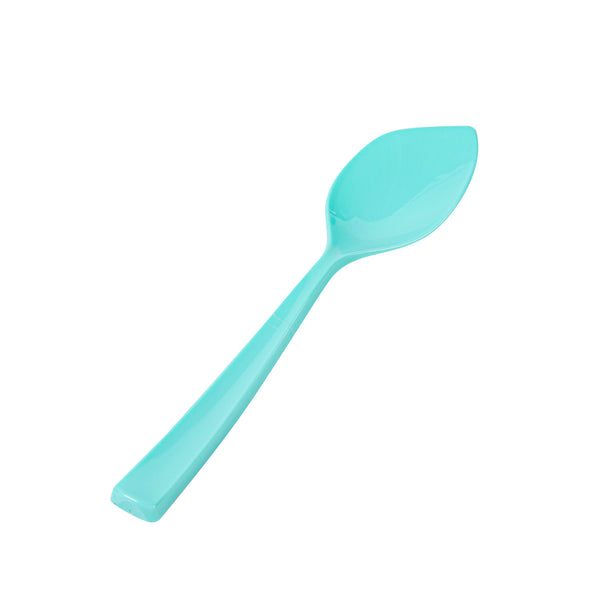 Restaurantware Coppetta Teal Plastic Petal Spoon - 4 1/2" X 1" - 500 Count Box