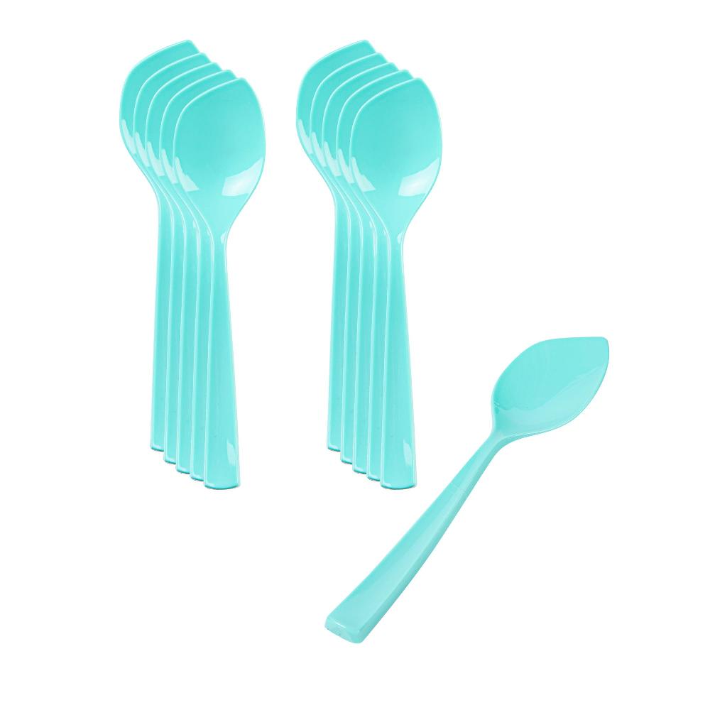 restaurantware Coppetta Teal Plastic Petal Spoon - 4 1/2" x 1" - 500 count box