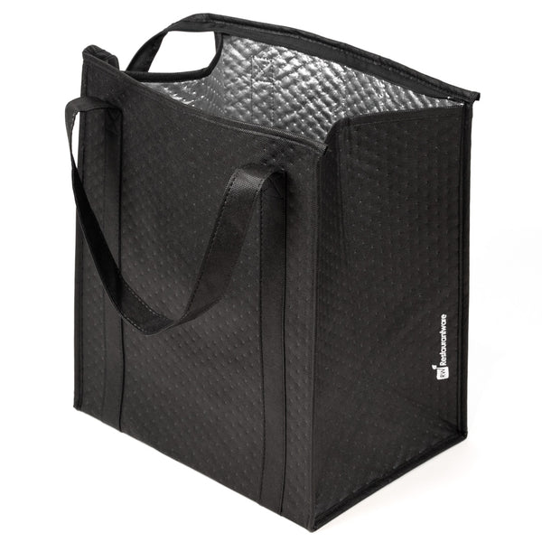 Restaurantware Delivery Tek Black Food Delivery Bag - Insulated - 15" X 13 1/4" X 9 1/2" - 10 Count Box
