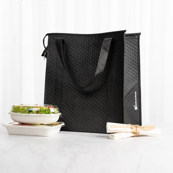 Restaurantware Delivery Tek Black Food Delivery Bag - Insulated - 15" X 13 1/4" X 9 1/2" - 10 Count Box