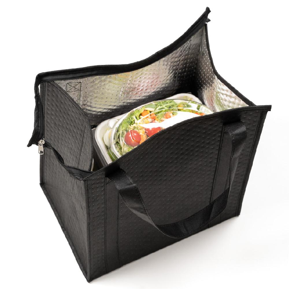 restaurantware Delivery Tek Black Food Delivery Bag - Insulated - 15" x 13 1/4" x 9 1/2" - 10 count box