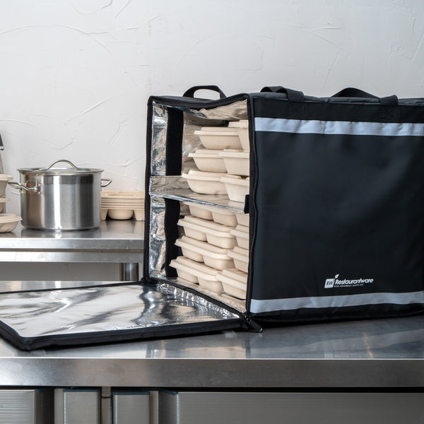 Restaurantware Delivery Tek Black Insulated Food Delivery / Catering Bag - With Removable Insert - 17 3/4" - 1 Count Box