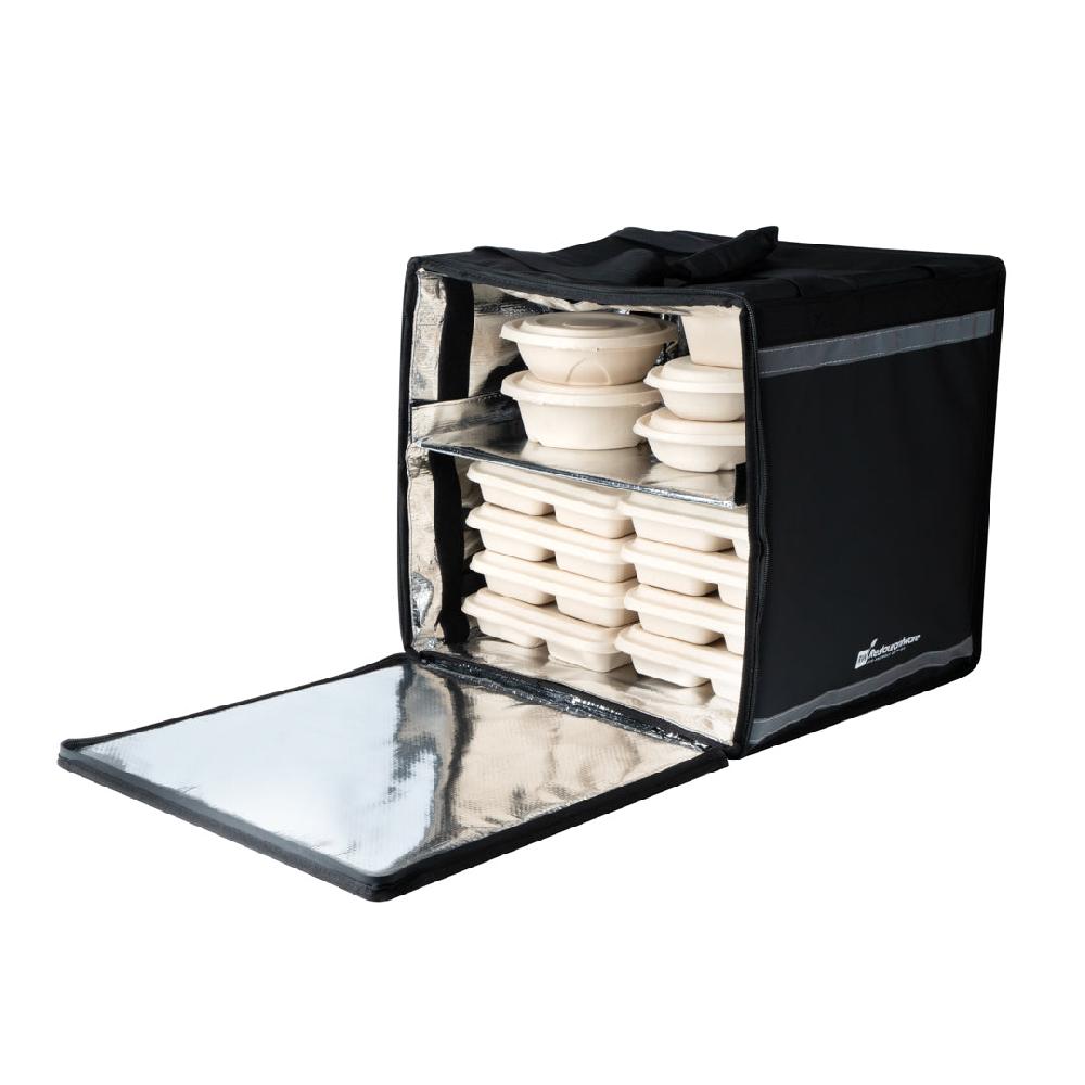restaurantware Delivery Tek Black Insulated Food Delivery / Catering Bag - with Removable Insert - 17 3/4" - 1 count box