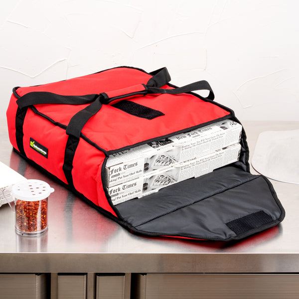 Restaurantware Delivery Tek Red Pizza Bag - Holds 2-16" Or 3-14" Insulated - 16 1/2" X 18" X 6 1/2" - 1 Count Box