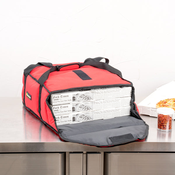 Restaurantware Delivery Tek Red Pizza Bag - Holds 3-18" Or 4-16" Insulated - 17 1/2" X 20" X 7 1/2" - 1 Count Box