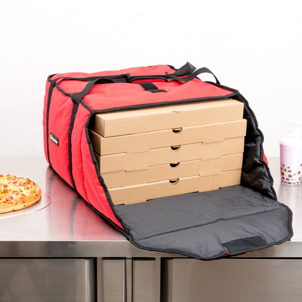 Restaurantware Delivery Tek Red Pizza Bag - Holds 5-18" Or 6-16" Insulated - 19 1/2" X 19 1/2" X 12 1/2" - 1 Count Box