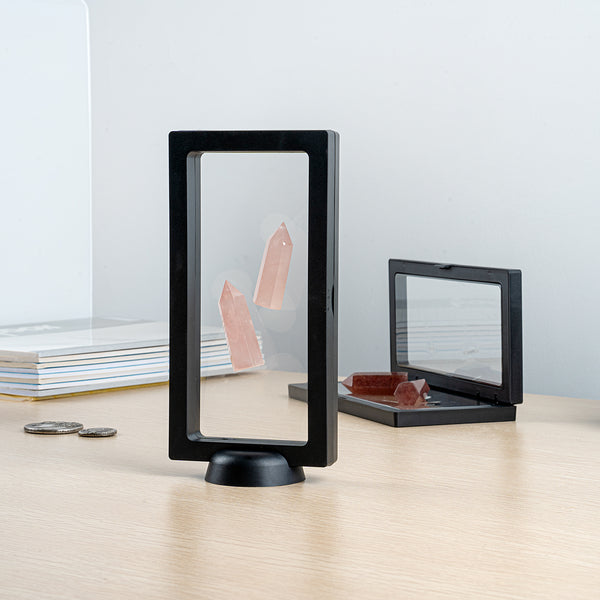 Restaurantware Display Tek Rectangle Black Plastic 3D Floating Display Case - 7" X 3 1/2" X 3/4" - 10 Count Box