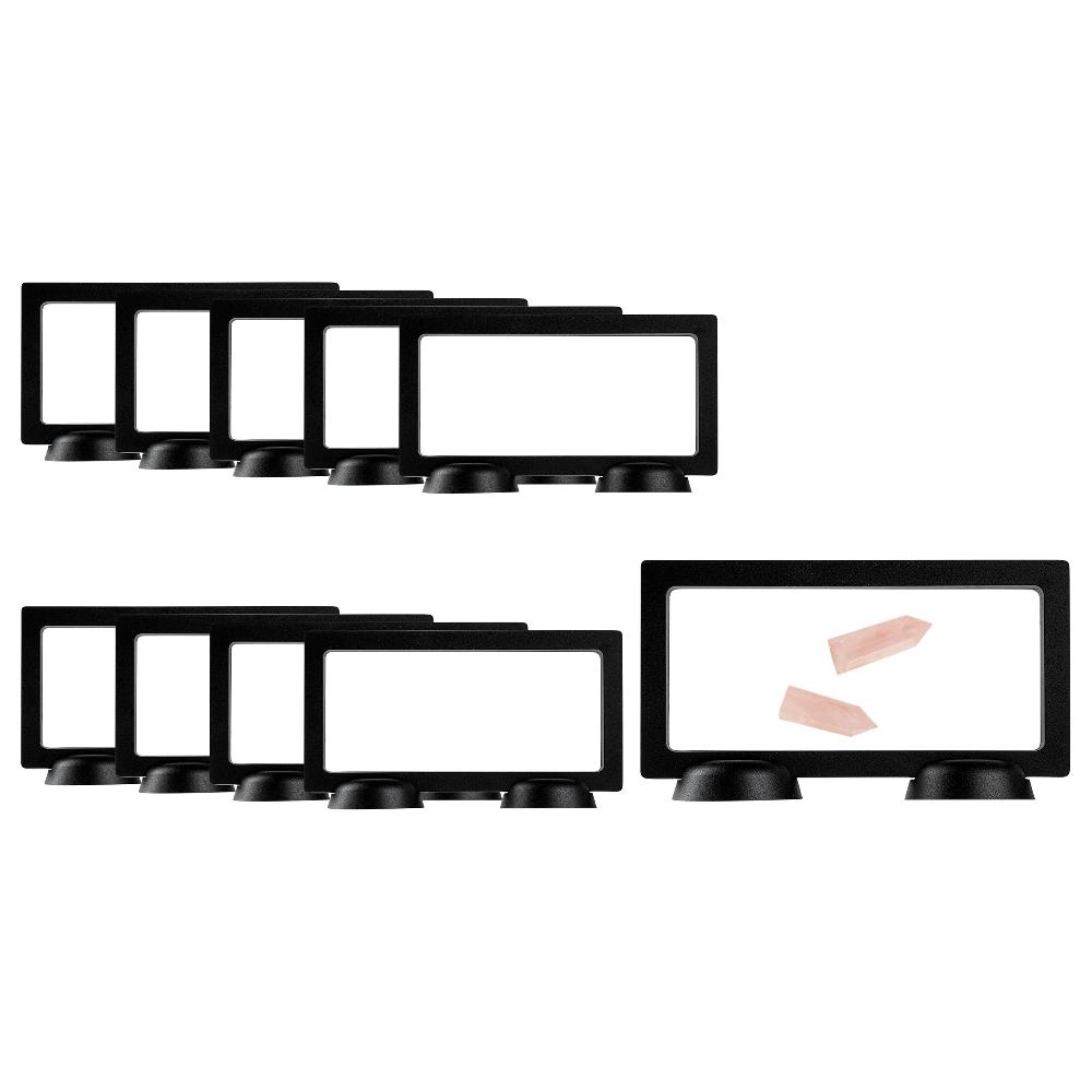 restaurantware Display Tek Rectangle Black Plastic 3D Floating Display Case - 7" x 3 1/2" x 3/4" - 10 count box