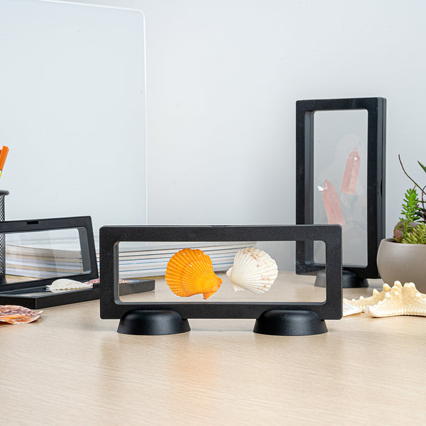 Restaurantware Display Tek Rectangle Black Plastic 3D Floating Display Case - 7" X 2 3/4" X 3/4" - 10 Count Box