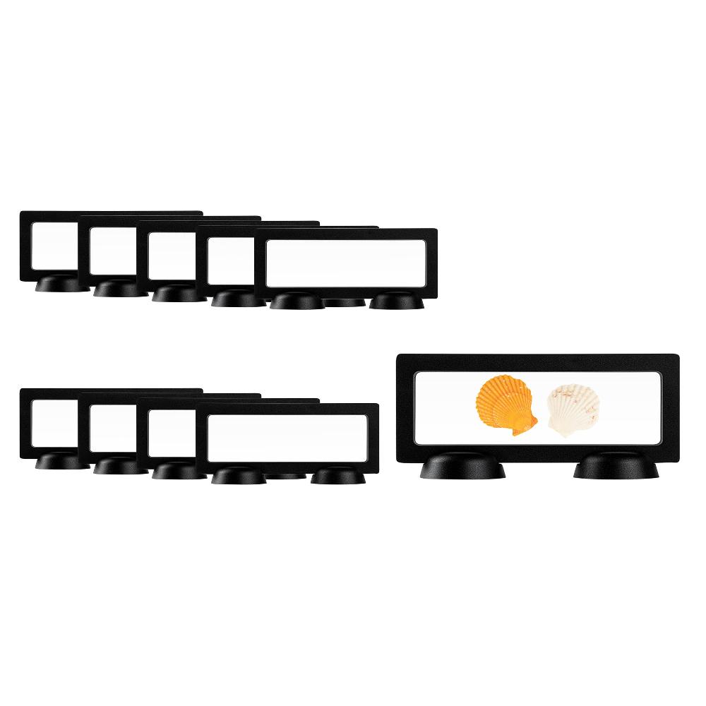 restaurantware Display Tek Rectangle Black Plastic 3D Floating Display Case - 7" x 2 3/4" x 3/4" - 10 count box