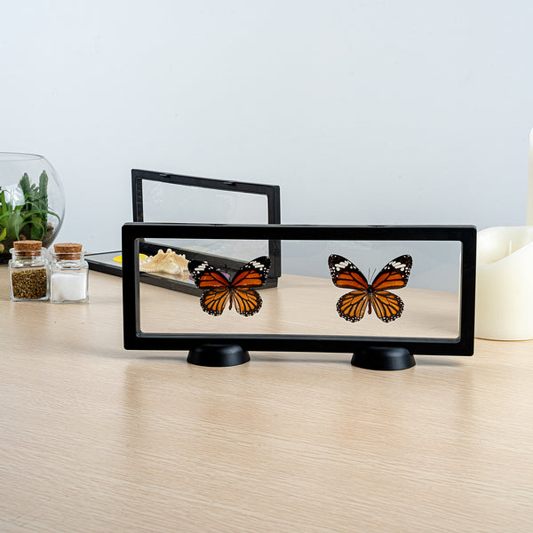 Restaurantware Display Tek Rectangle Black Plastic 3D Floating Display Case - 11 3/4" X 4 1/4" X 3/4" - 10 Count Box
