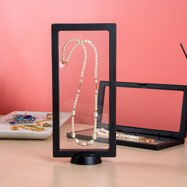 Restaurantware Display Tek Rectangle Black Plastic 3D Floating Display Case - 9" X 4 1/4" X 3/4" - 10 Count Box