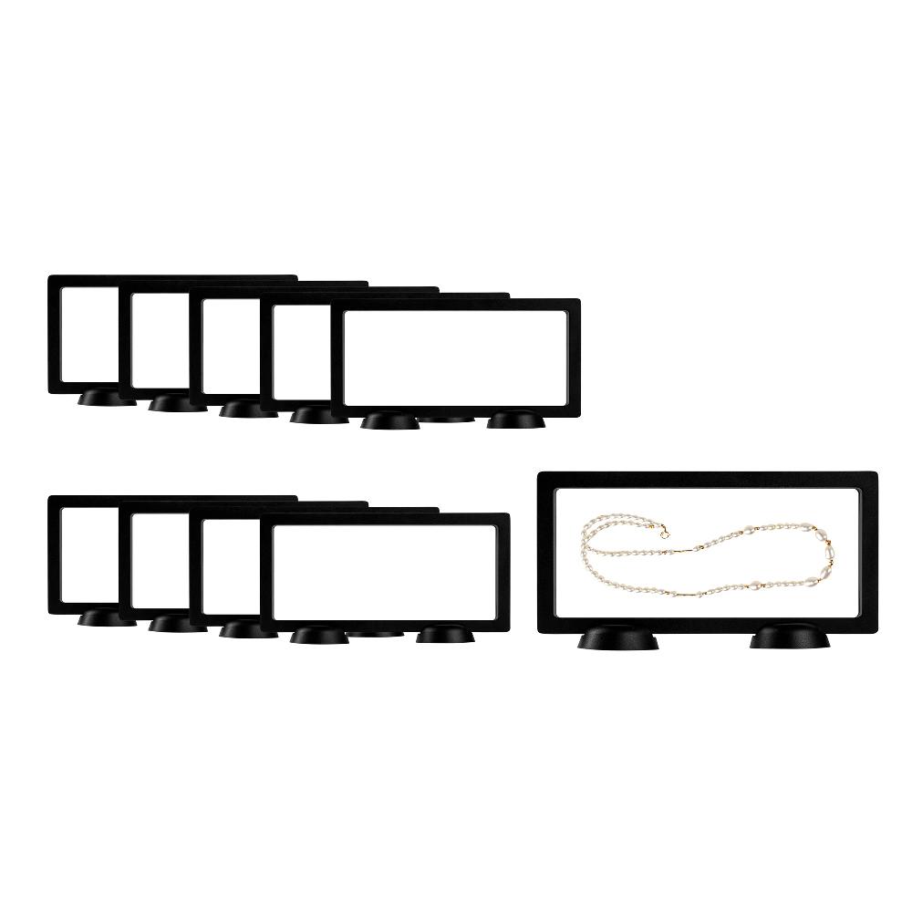 restaurantware Display Tek Rectangle Black Plastic 3D Floating Display Case - 9" x 4 1/4" x 3/4" - 10 count box