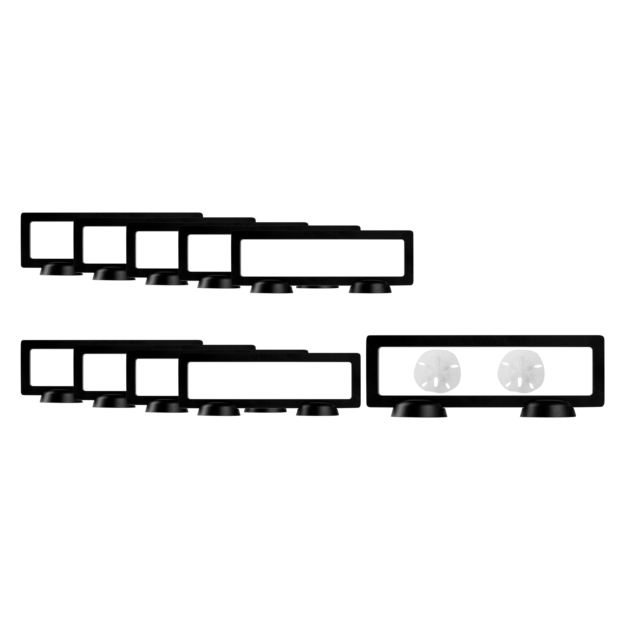 restaurantware Display Tek Rectangle Black Plastic 3D Floating Display Case - 9" x 2 3/4" x 3/4" - 10 count box