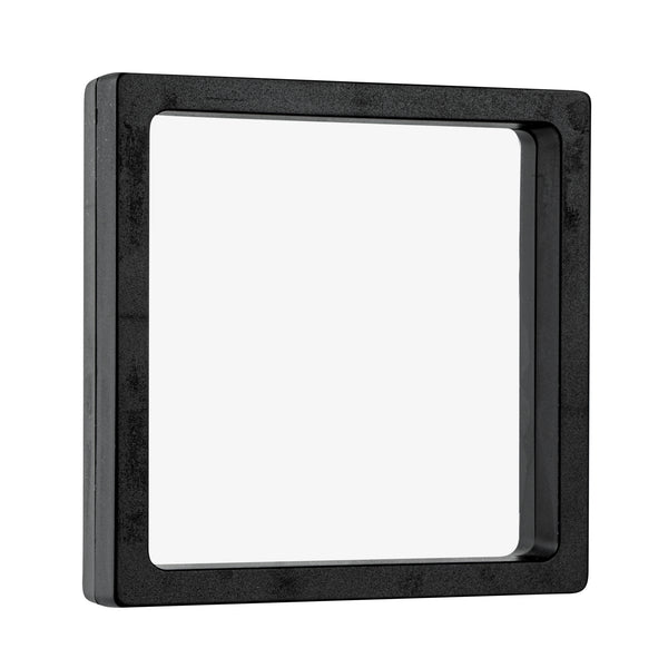Restaurantware Display Tek Square Black Plastic 3D Floating Display Case - 4 1/4" X 4 1/4" X 3/4" - 10 Count Box