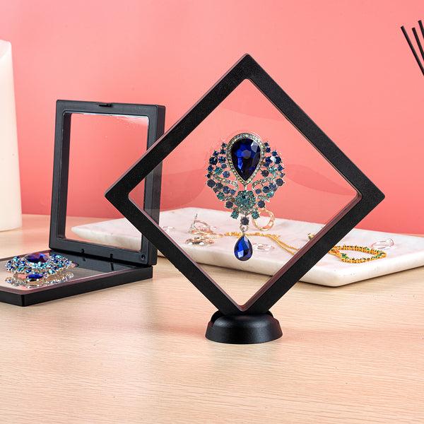 Restaurantware Display Tek Square Black Plastic 3D Floating Display Case - 5 1/2" X 5 1/2" X 3/4" - 10 Count Box