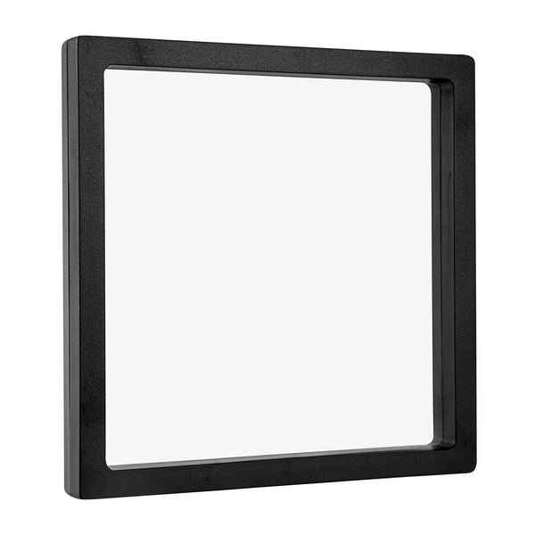 Restaurantware Display Tek Square Black Plastic 3D Floating Display Case - 7" X 7" X 3/4" - 10 Count Box