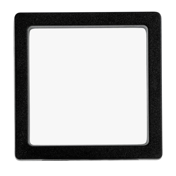 Restaurantware Display Tek Square Black Plastic 3D Floating Display Case - 2 3/4" X 2 3/4" X 3/4" - 10 Count Box