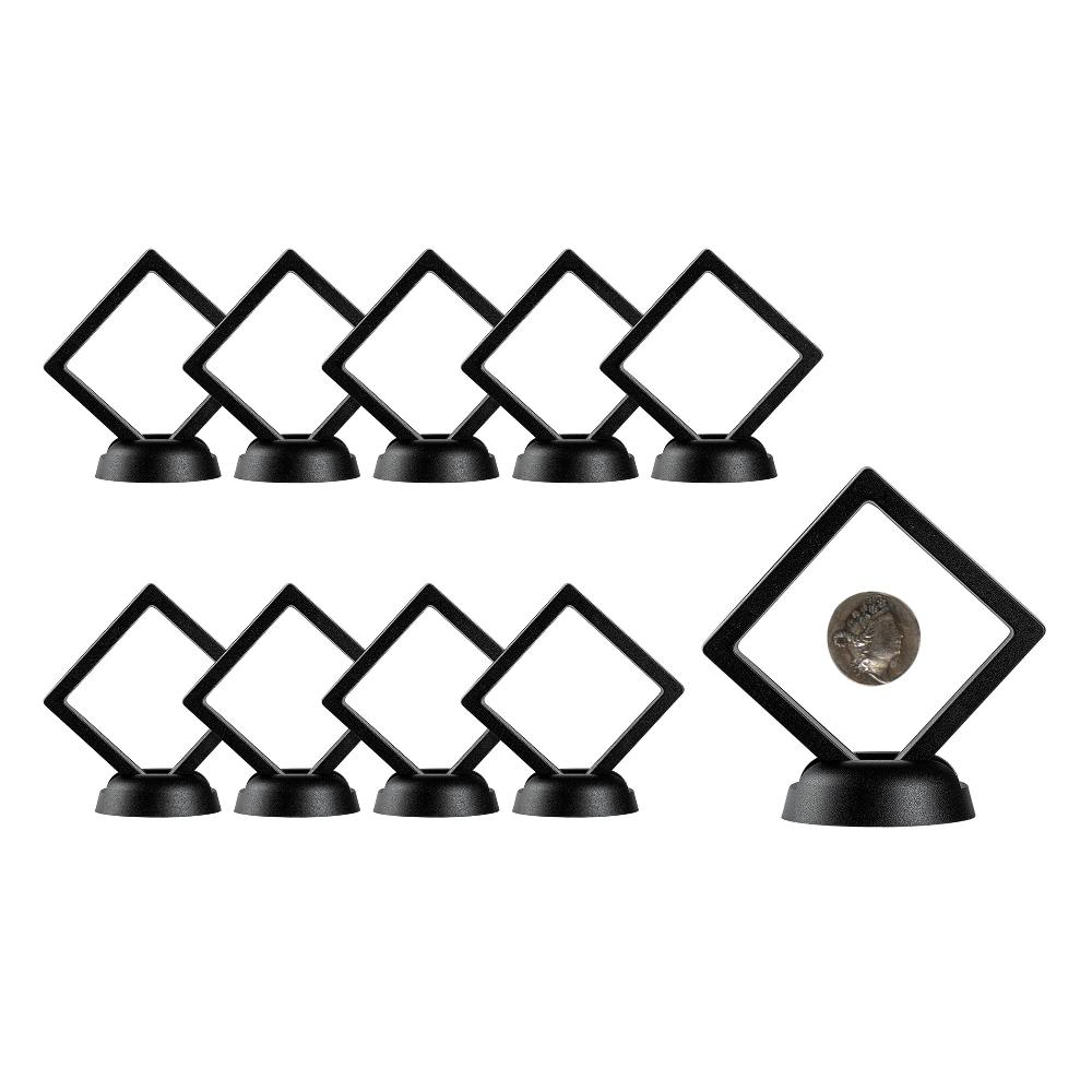 restaurantware Display Tek Square Black Plastic 3D Floating Display Case - 2 3/4" x 2 3/4" x 3/4" - 10 count box