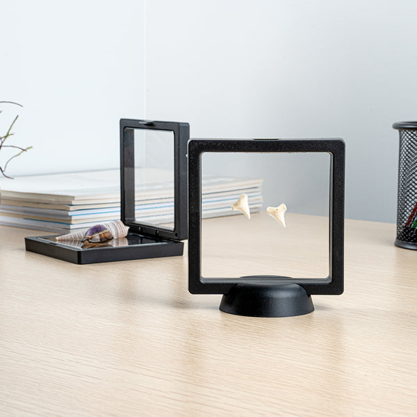 Restaurantware Display Tek Square Black Plastic 3D Floating Display Case - 3 1/2" X 3 1/2" X 3/4" - 10 Count Box