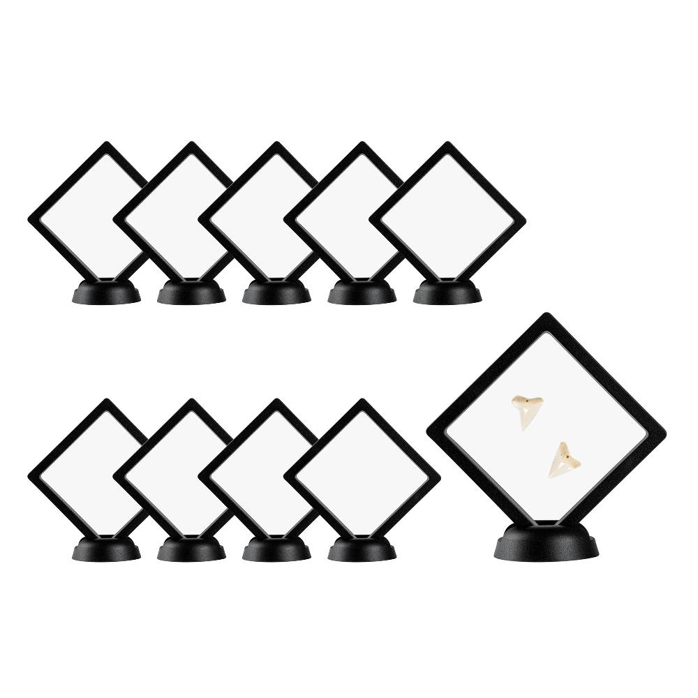 restaurantware Display Tek Square Black Plastic 3D Floating Display Case - 3 1/2" x 3 1/2" x 3/4" - 10 count box