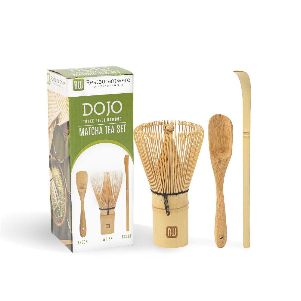 restaurantware Dojo Natural Bamboo Matcha Tea Set - 3-Piece - 2 3/4" x 2 1/2" x 6 3/4" - 1 count box