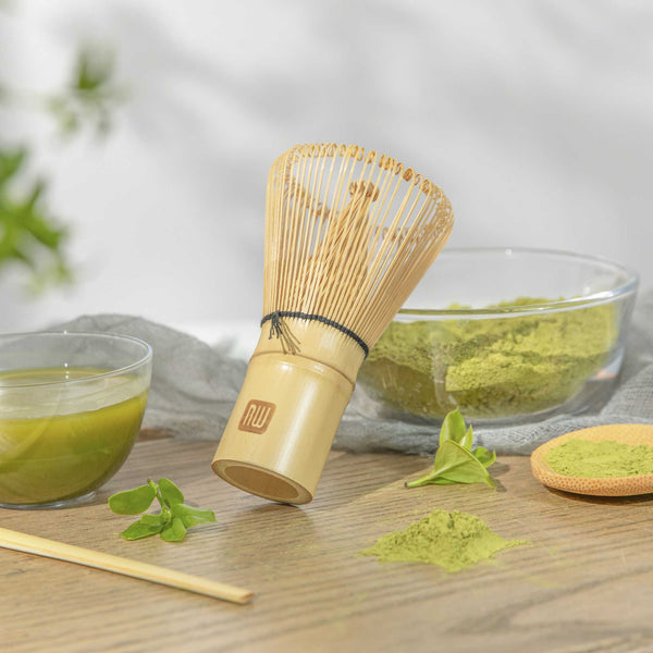 Restaurantware Dojo Natural Bamboo Matcha Whisk Chasen - Clear Plastic Case - 2 1/4" X 2 1/4" X 4" - 1 Count Box