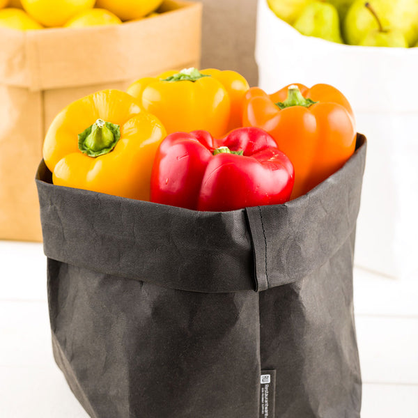 Restaurantware DuraLux Black Paper Washable Bag - 6 1/4" X 6 1/4" X 9 3/4" - 1 Count Box