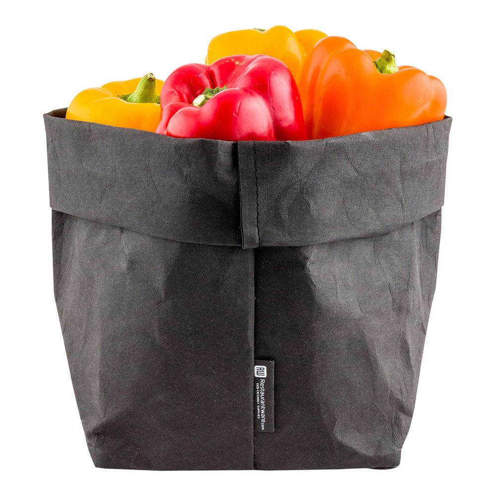 restaurantware DuraLux Black Paper Washable Bag - 6 1/4" x 6 1/4" x 9 3/4" - 1 count box