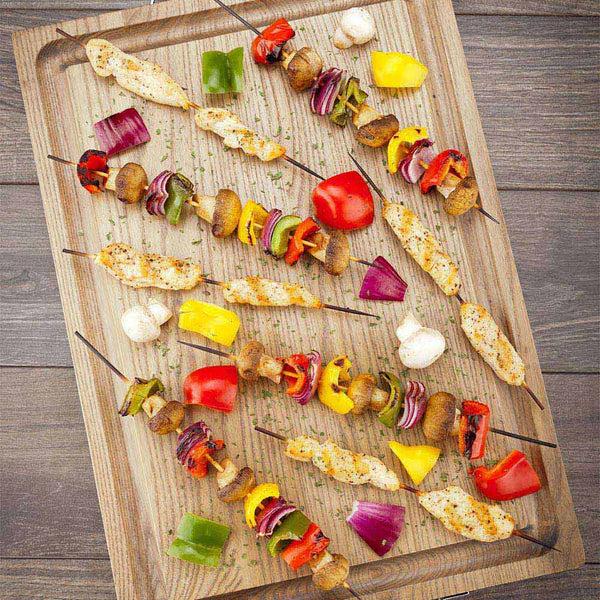 Restaurantware Eco Display Campagna Rectangle Natural Wood Large Serving And Cutting Board - Chrome Hardware - 23 1/2" X 14" X 1" - 1 Count Box