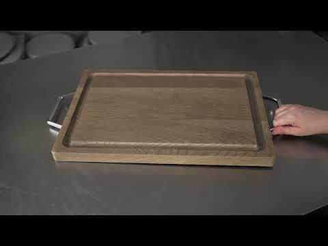 Restaurantware Eco Display Campagna Rectangle Natural Wood Large Serving And Cutting Board - Chrome Hardware - 23 1/2" X 14" X 1" - 1 Count Box