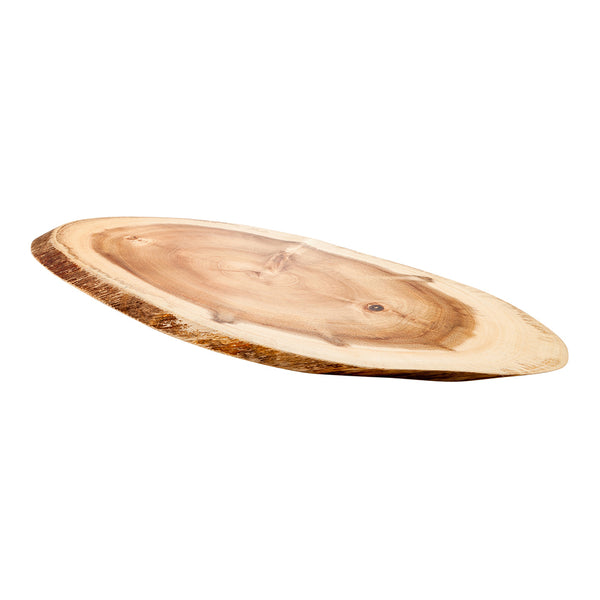 Restaurantware Eco Display Oval Natural Acacia Serving Board - Varnished - 20" X 8" X 3/4" - 1 Count Box