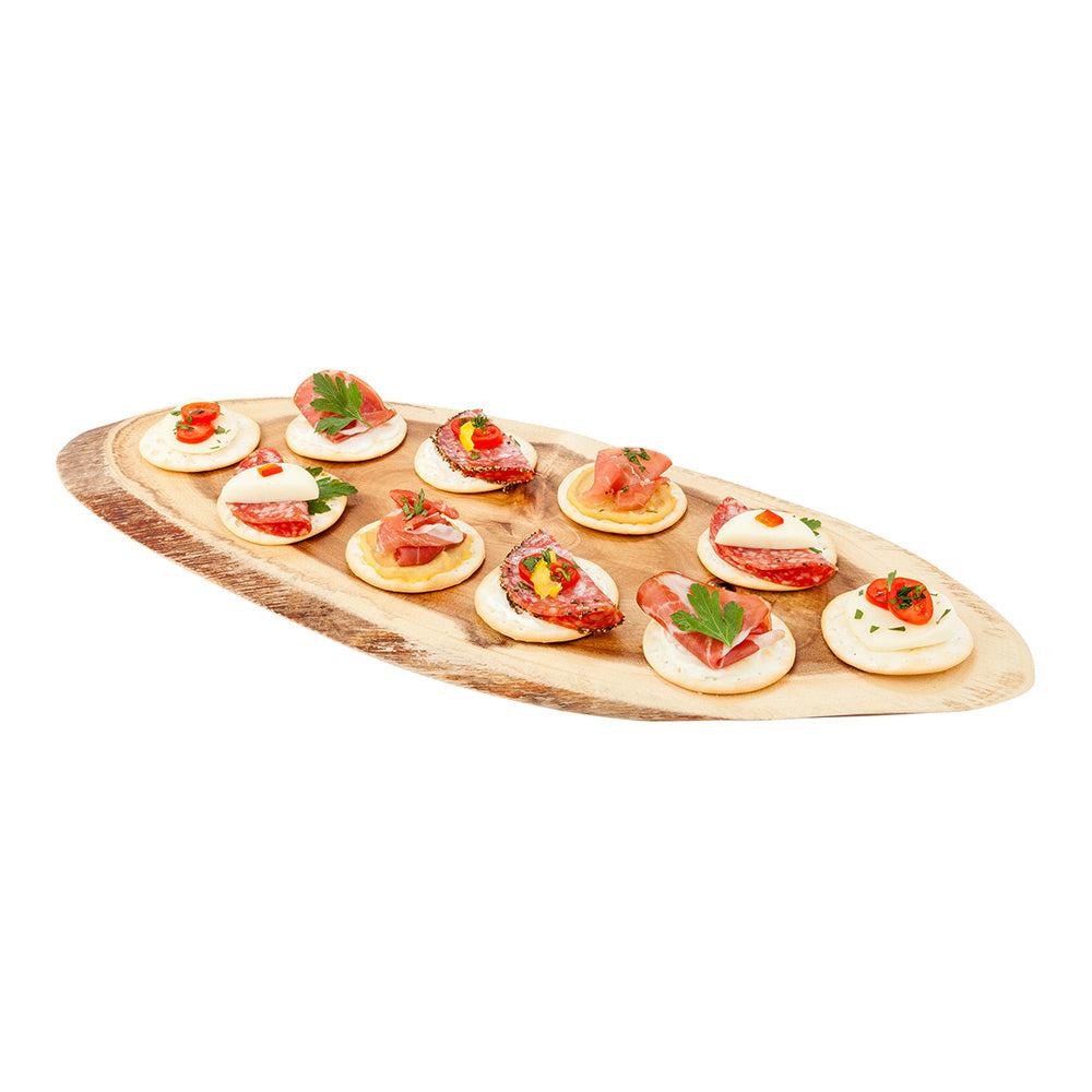 restaurantware Eco Display Oval Natural Acacia Serving Board - Varnished - 20" x 8" x 3/4" - 1 count box