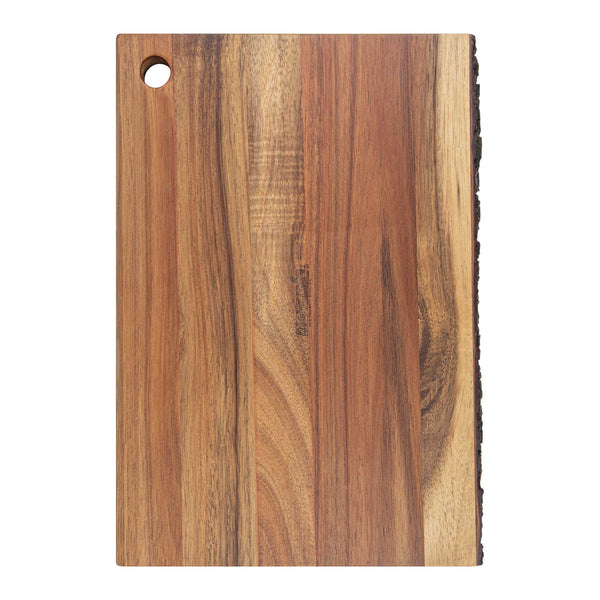 Restaurantware Eco Display Rectangle Natural Acacia Serving Board - Varnished Bark Edges - 12" X 8" X 3/4" - 1 Count Box
