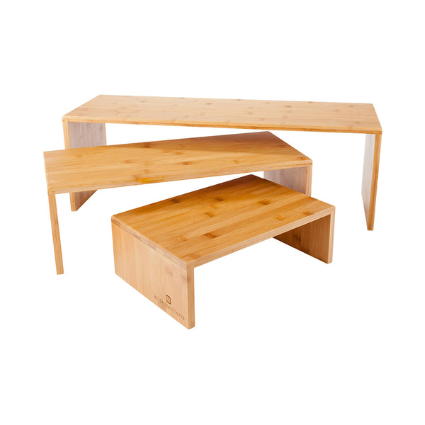 Restaurantware Eco Display Rectangle Natural Bamboo Display Stand - 3 Sizes - 8" X 24" X 8" - 1 Count Box