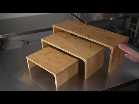 Restaurantware Eco Display Rectangle Natural Bamboo Display Stand - 3 Sizes - 8" X 24" X 8" - 1 Count Box
