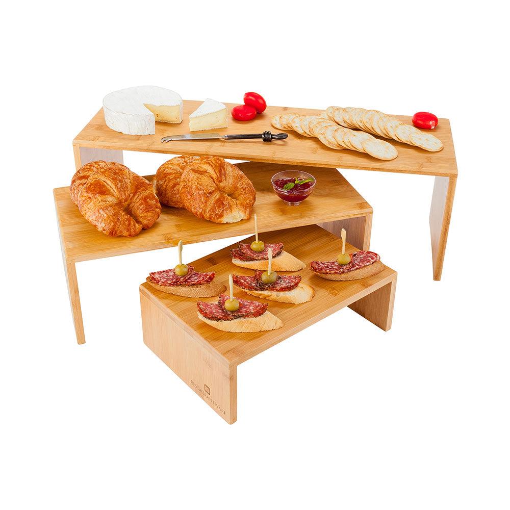 restaurantware Eco Display Rectangle Natural Bamboo Display Stand - 3 Sizes - 8" x 24" x 8" - 1 count box