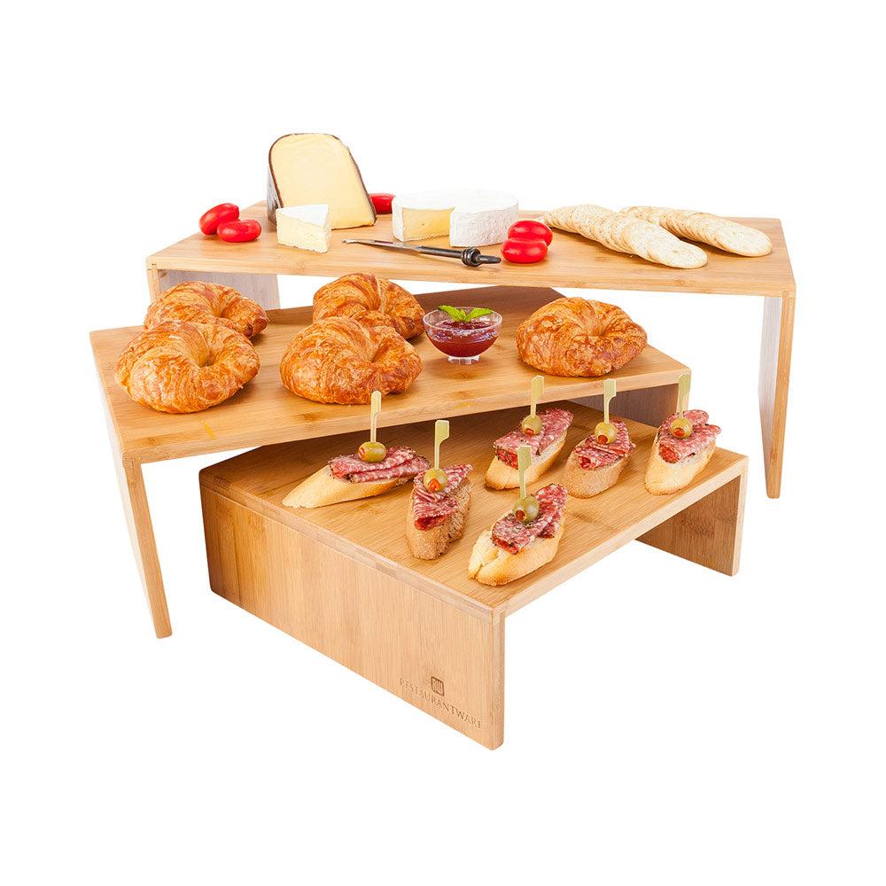 restaurantware Eco Display Rectangle Natural Bamboo Display Stand - 3 Sizes - 12" x 24" x 8" - 1 count box