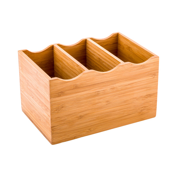 Restaurantware Eco Display Rectangle Natural Bamboo Flatware Display - 8 1/4" X 5 1/2" X 4 3/4" - 1 Count Box