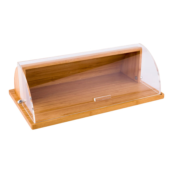 Restaurantware Eco Display Rectangle Natural Bamboo Roll Top Cover Display - 20" X 11 1/2" X 6 1/2" - 1 Count Box